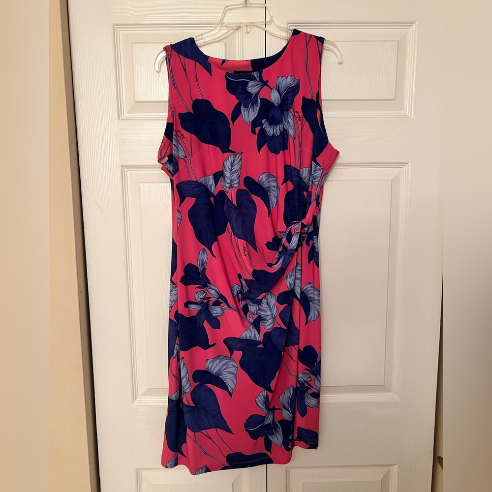 Tommy Hilfiger Pink and Blue Floral Midi Dress